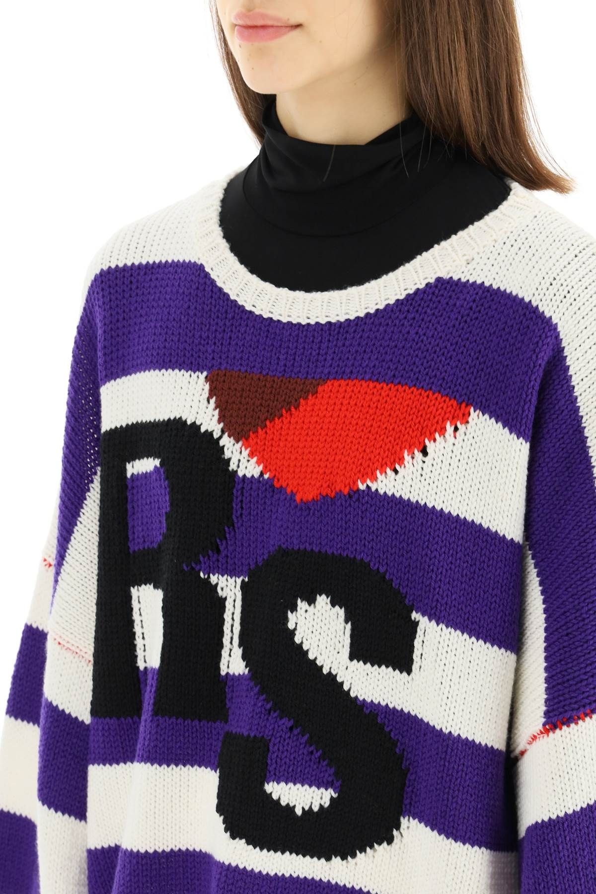 OVERSIZED STRIPED SWEATER WITH RS EMBROIDERY - 5