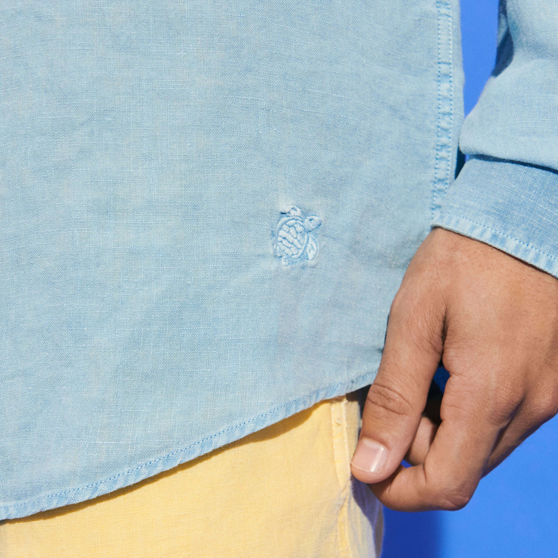 Men Linen Shirt Mineral Dye 5