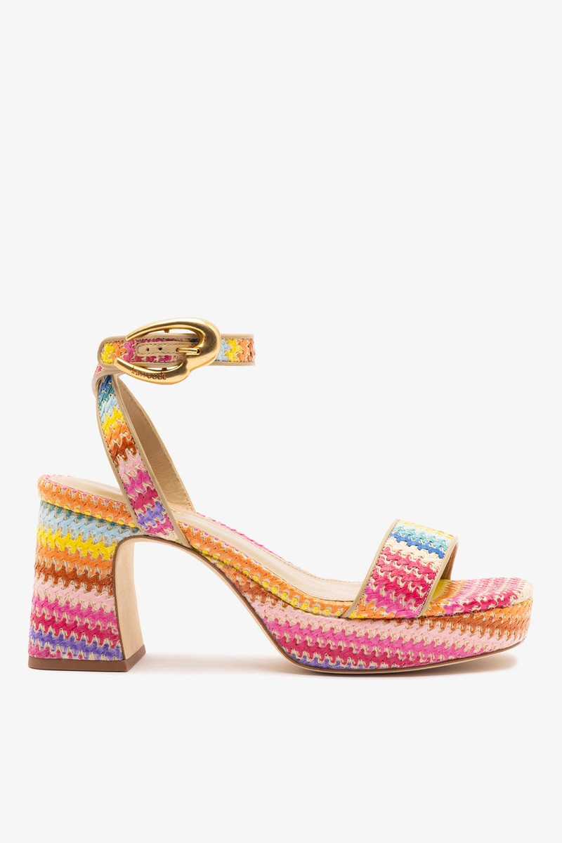 Dolly Verona Low Sandal In Rainbow Raffia and Neutral Leather 1