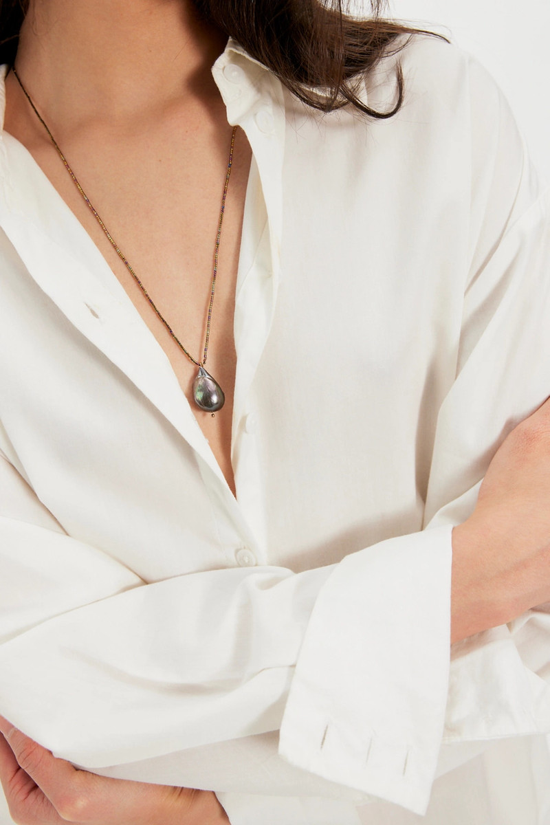 Long Pendant Freshwater Pearl Necklace 1