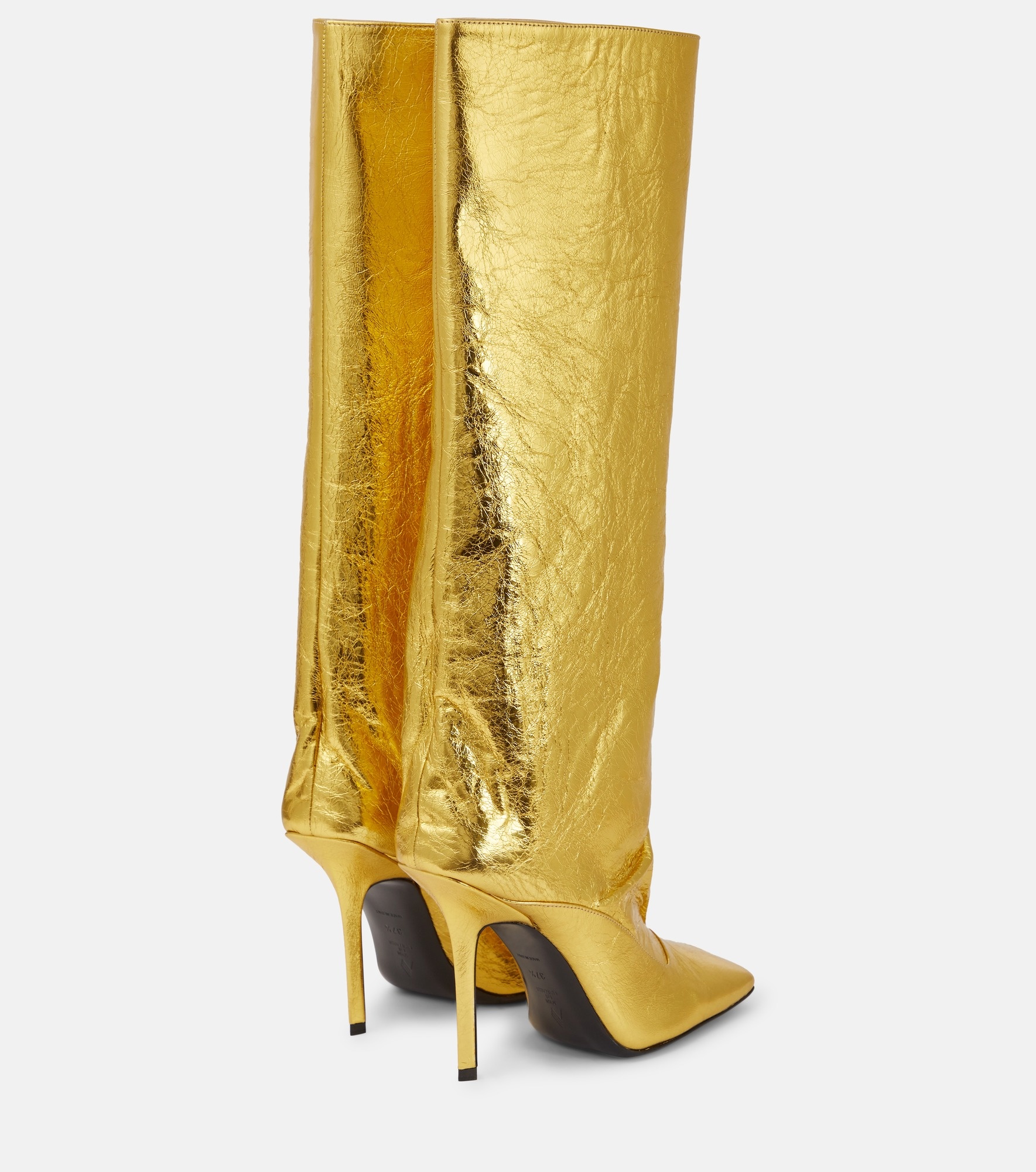 Sienna crinkled laminated leather knee-high boots 105mm - 3