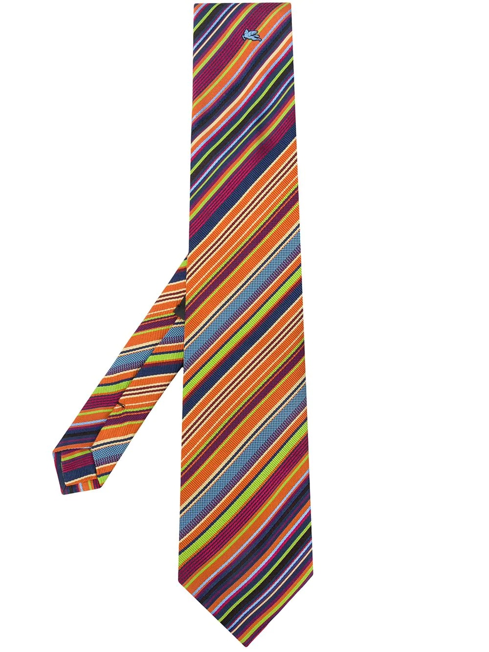 striped print silk tie - 1