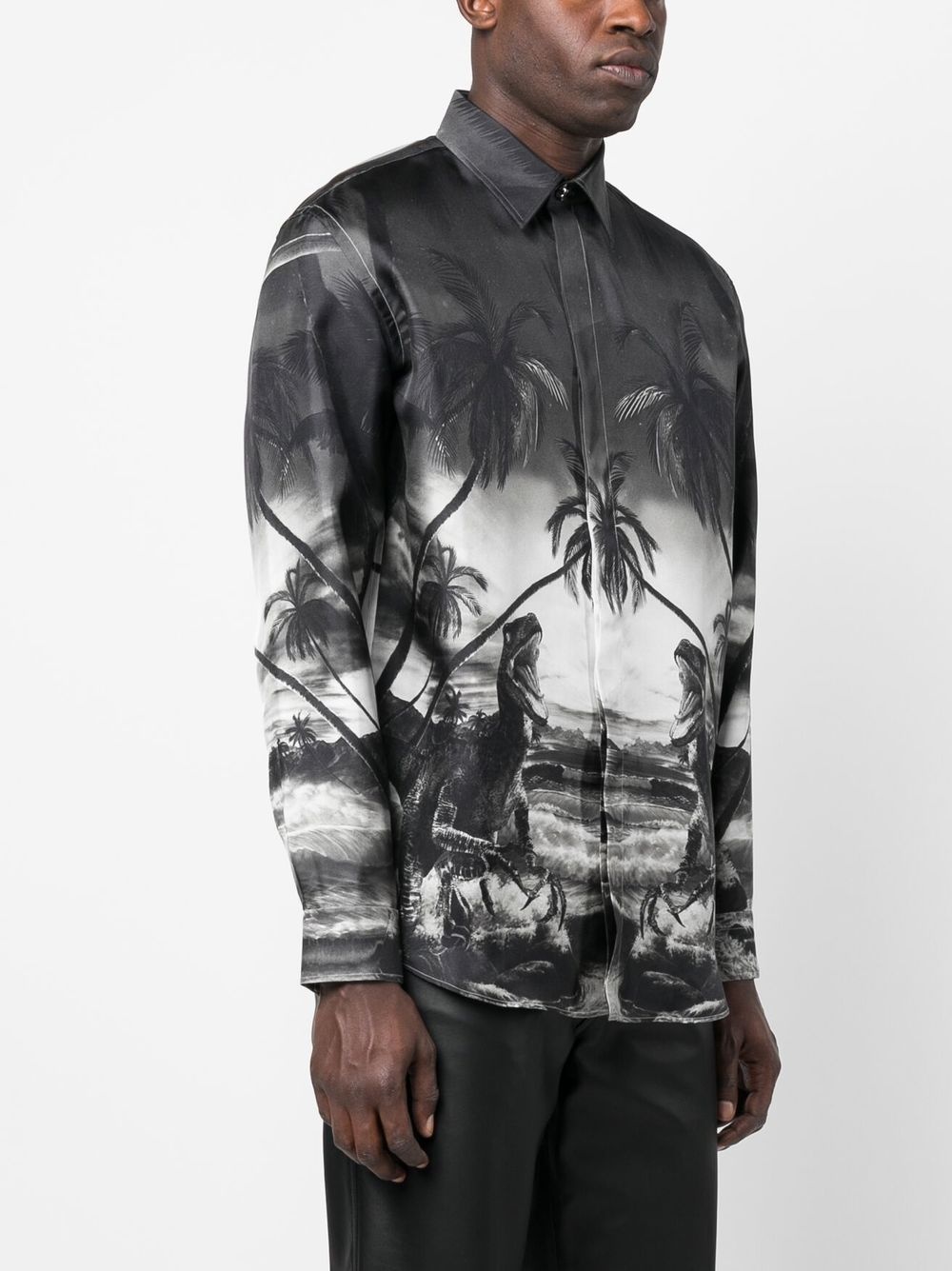 dinosaur-print silk shirt - 4