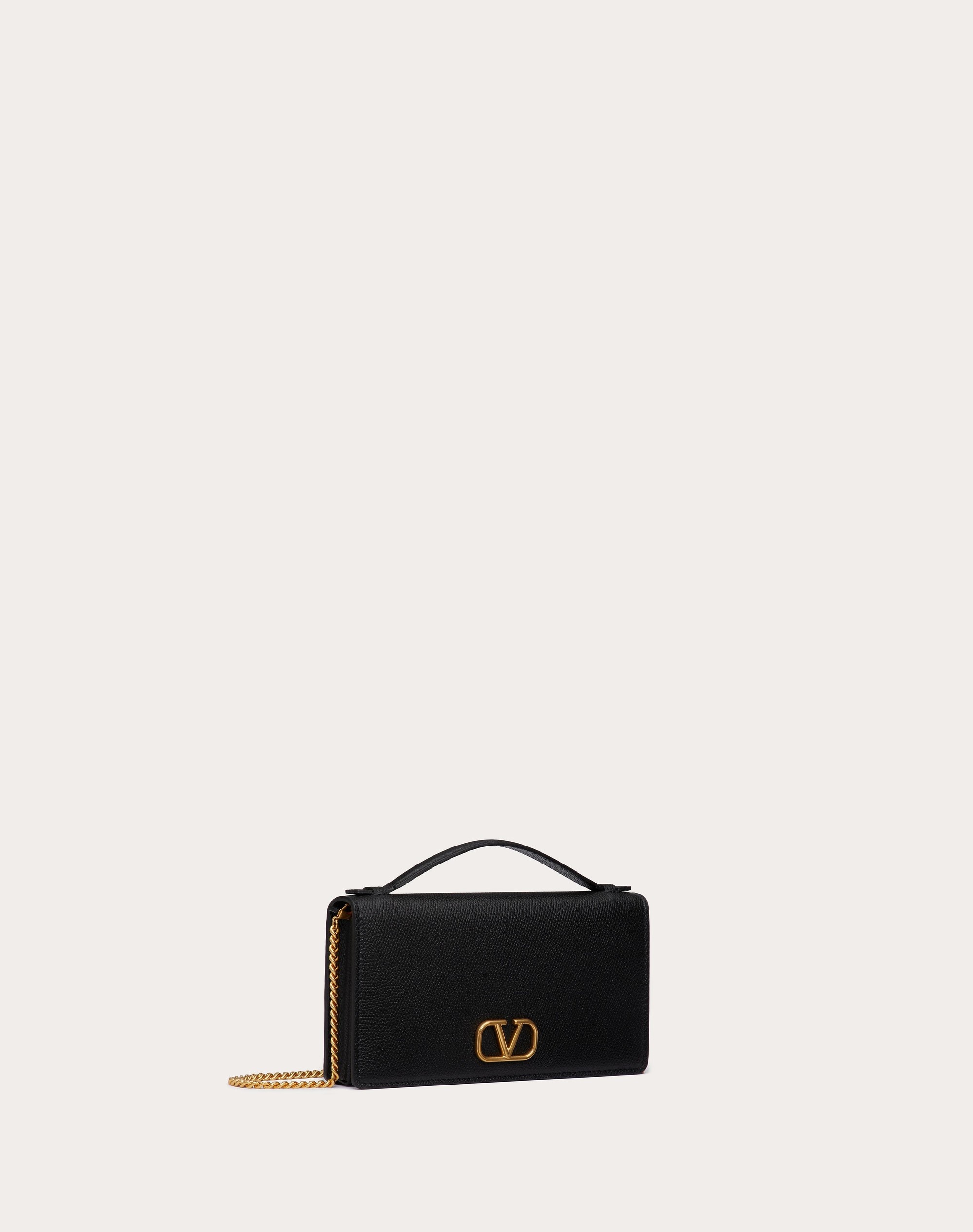 VLOGO SIGNATURE GRAINY CALFSKIN WALLET WITH CHAIN - 2
