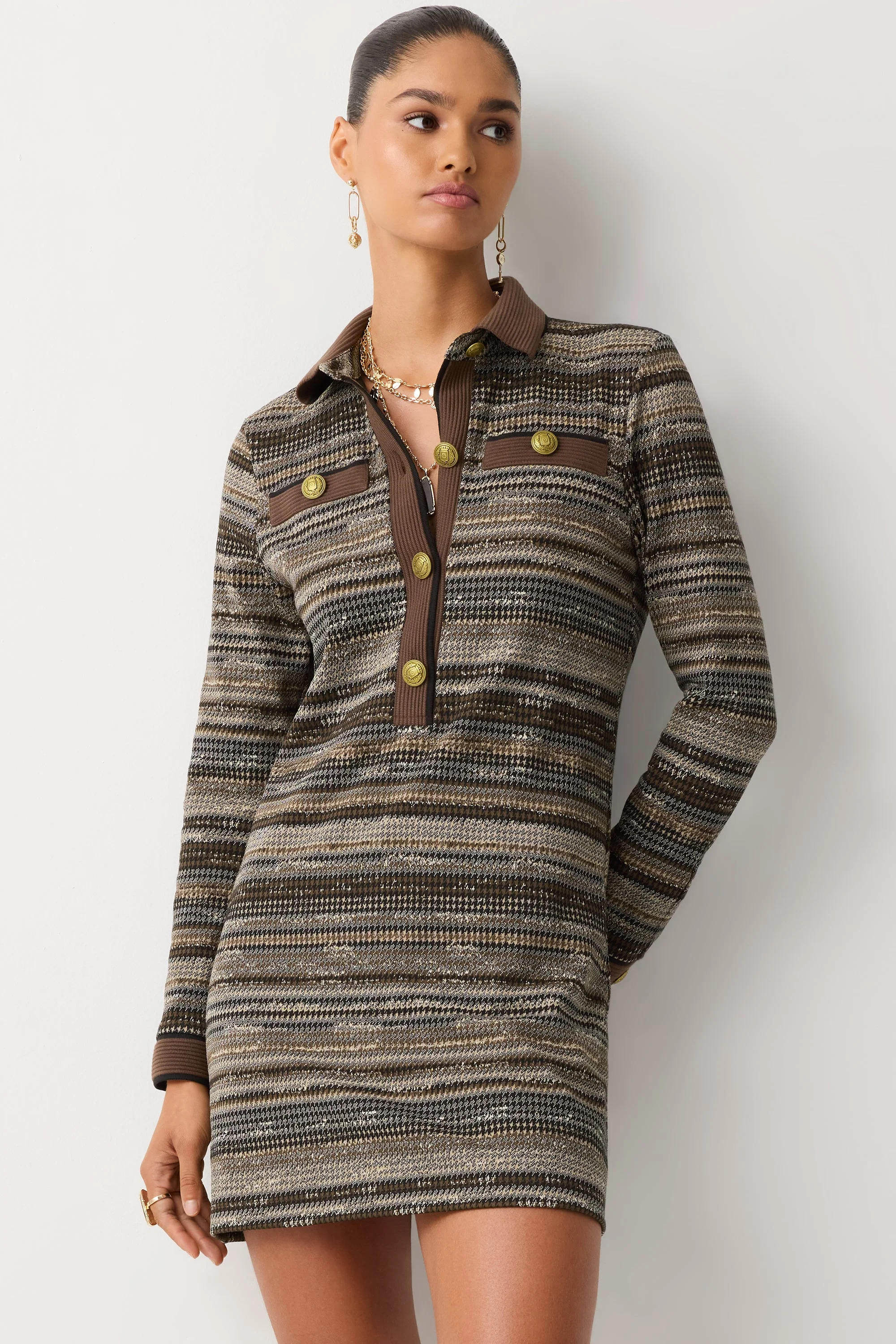Maria Printed Long Sleeve Mini Dress - 1