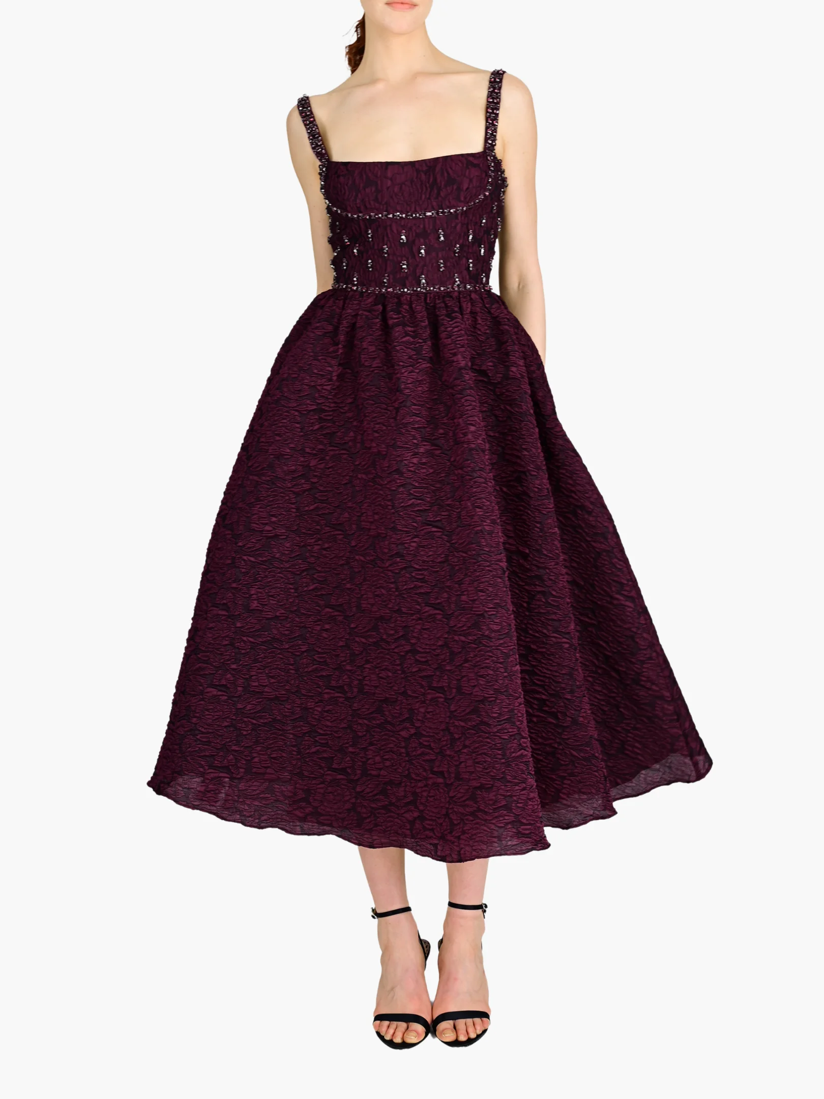 SLEEVELESS CLOQUE MIDI GOWN - 1
