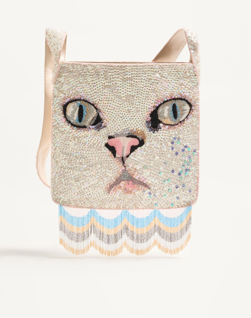 VALENTINO GARAVANI LE CHAT DE LA MAISON SHOULDER BAG EMBROIDERED WITH FRINGES 1