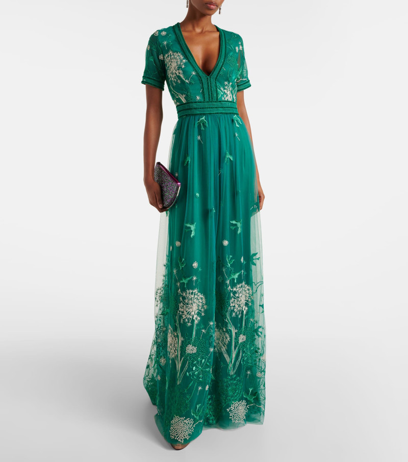 COSTARELLOS Floral embroidered gown outlook