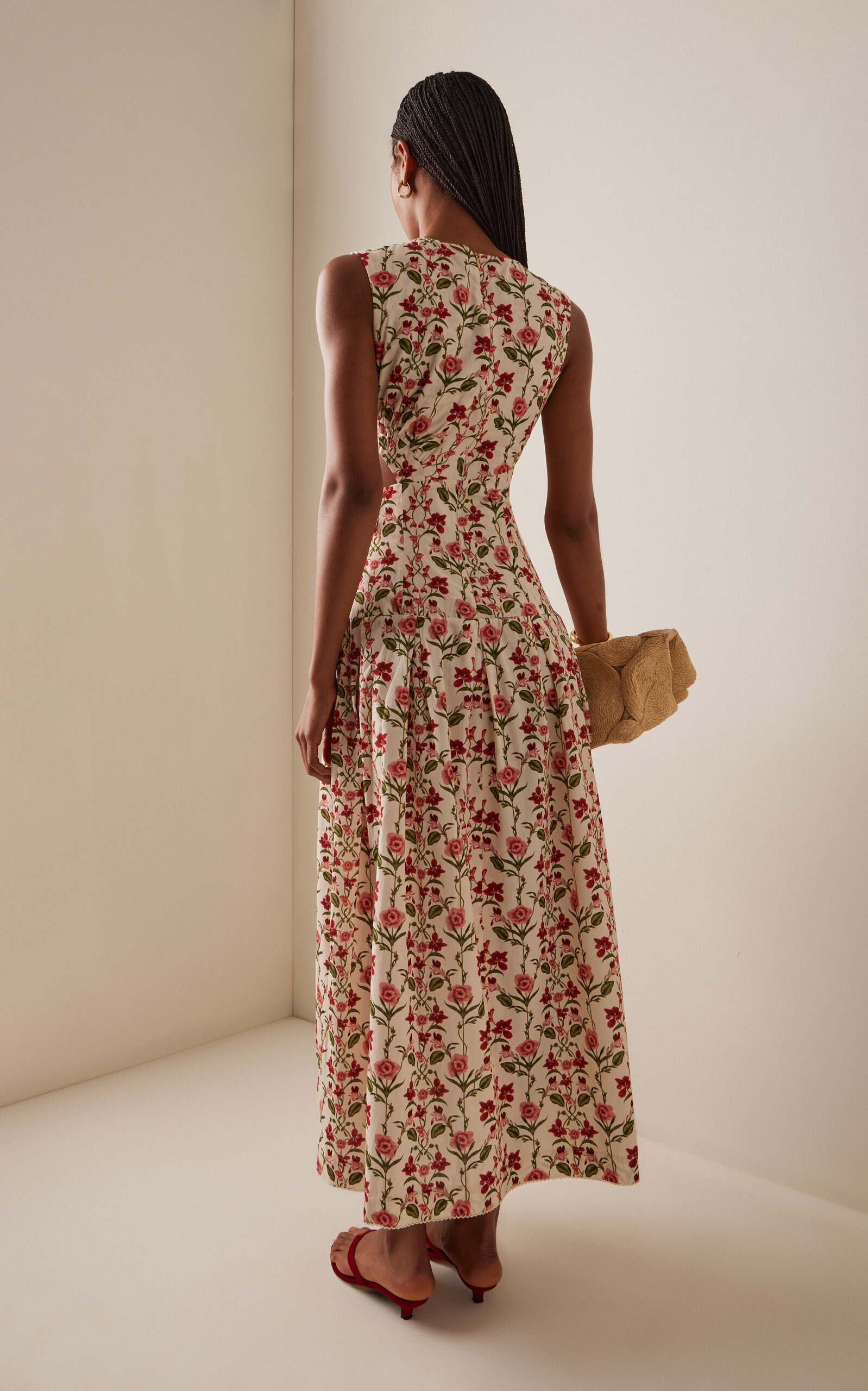 Exclusvie Otoño Cutout Floral Cotton Maxi Dress print - 4