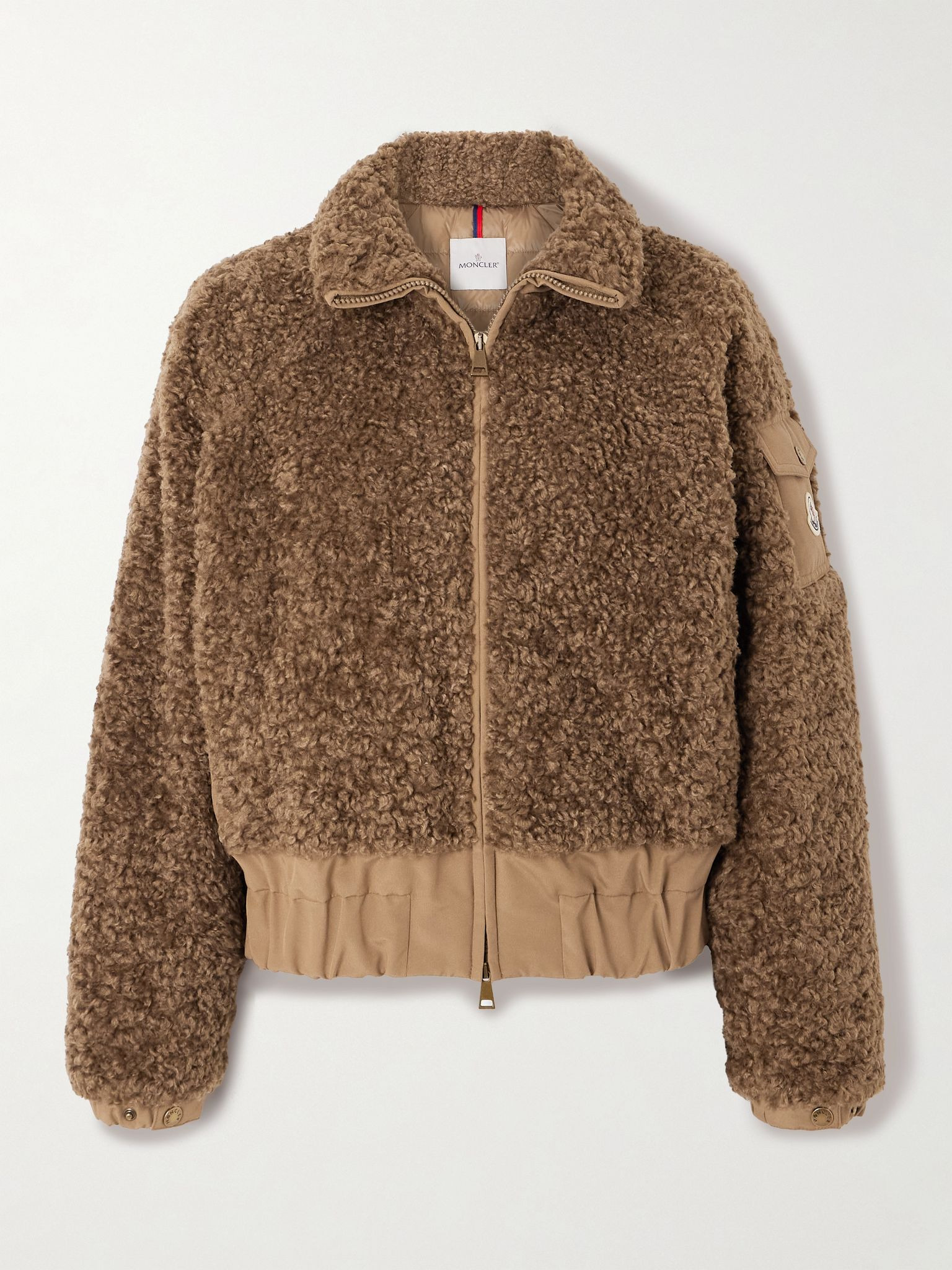 Coligny shell-trimmed fleece down jacket Brown - 1
