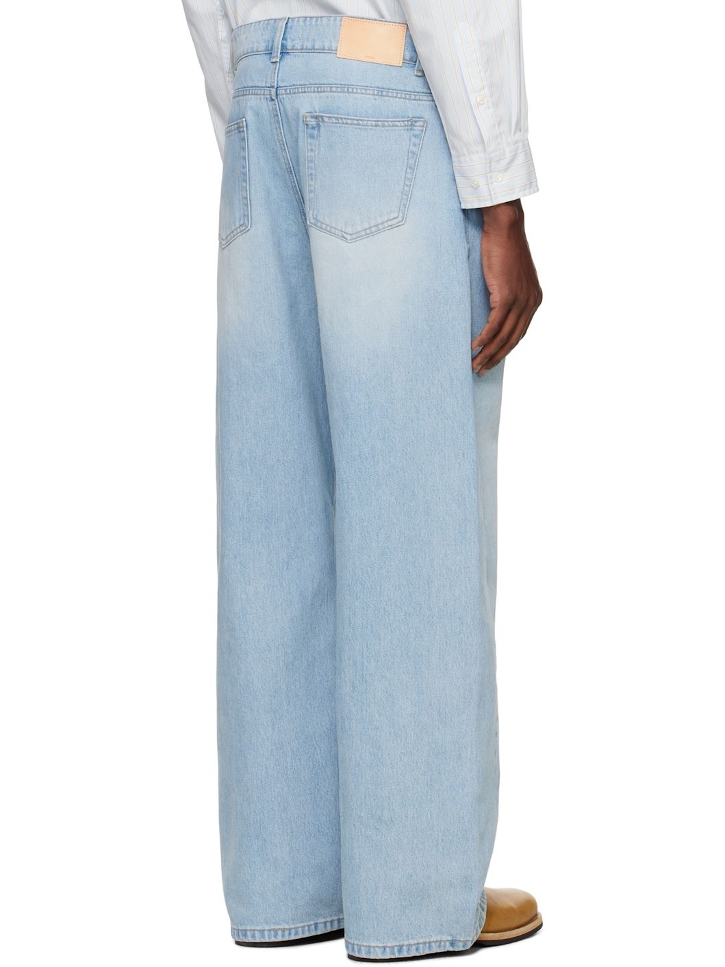 Blue Twisted Side Seam Denim Jeans - 3