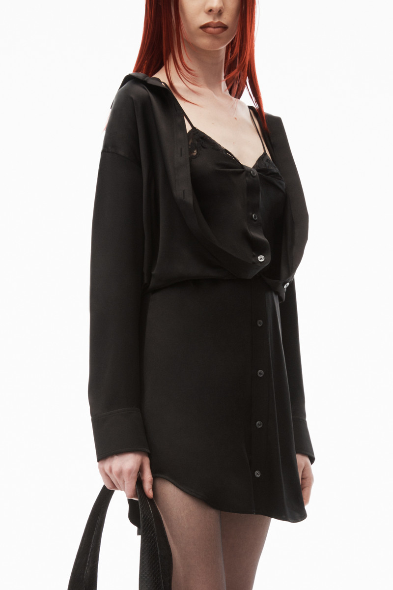 layered shirt dress in silk charmeuse 3