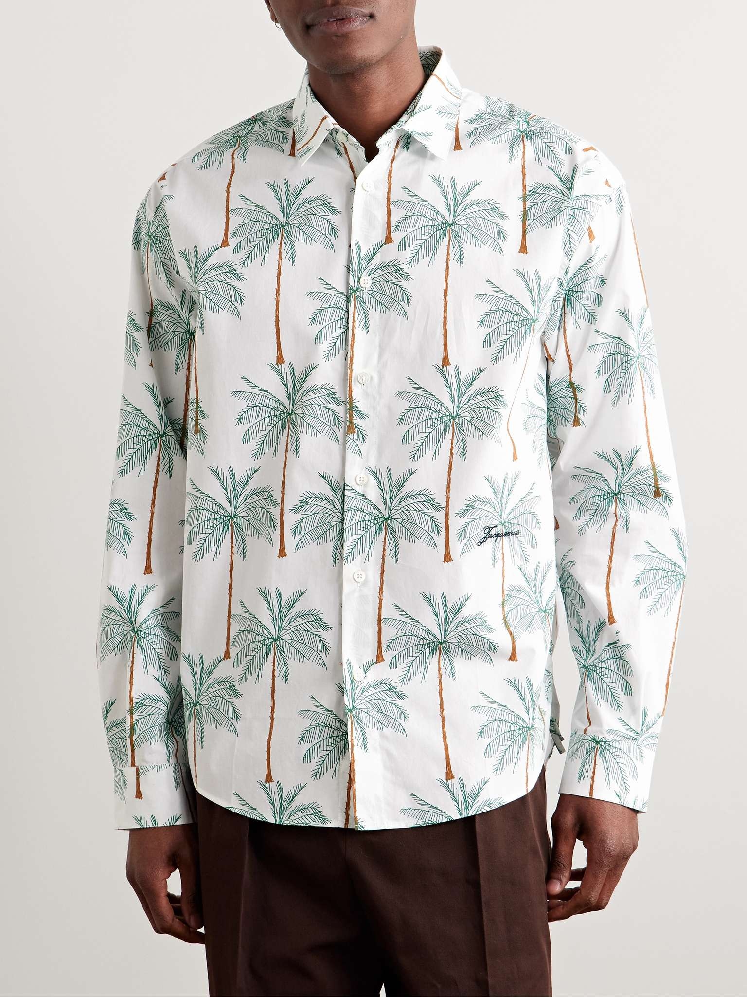 Simon Logo-Embroidered Printed Cotton-Poplin Shirt - 3