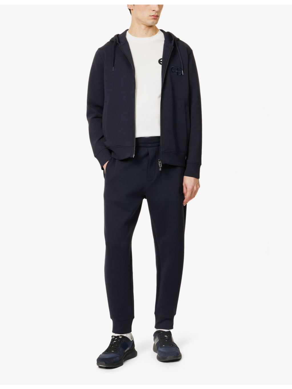 Logo-embroidered tapered-leg mid-rise cotton-blend jogging bottoms - 2