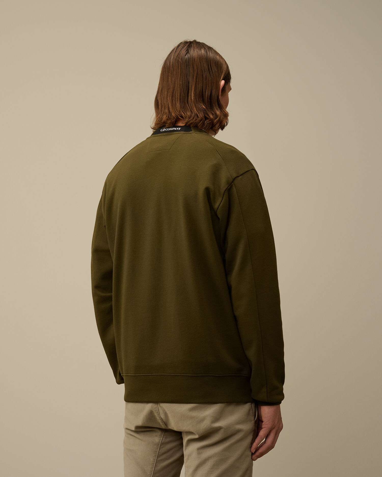 Diagonal Raised Fleece Crew Neck Lens Sweatshirt - 3