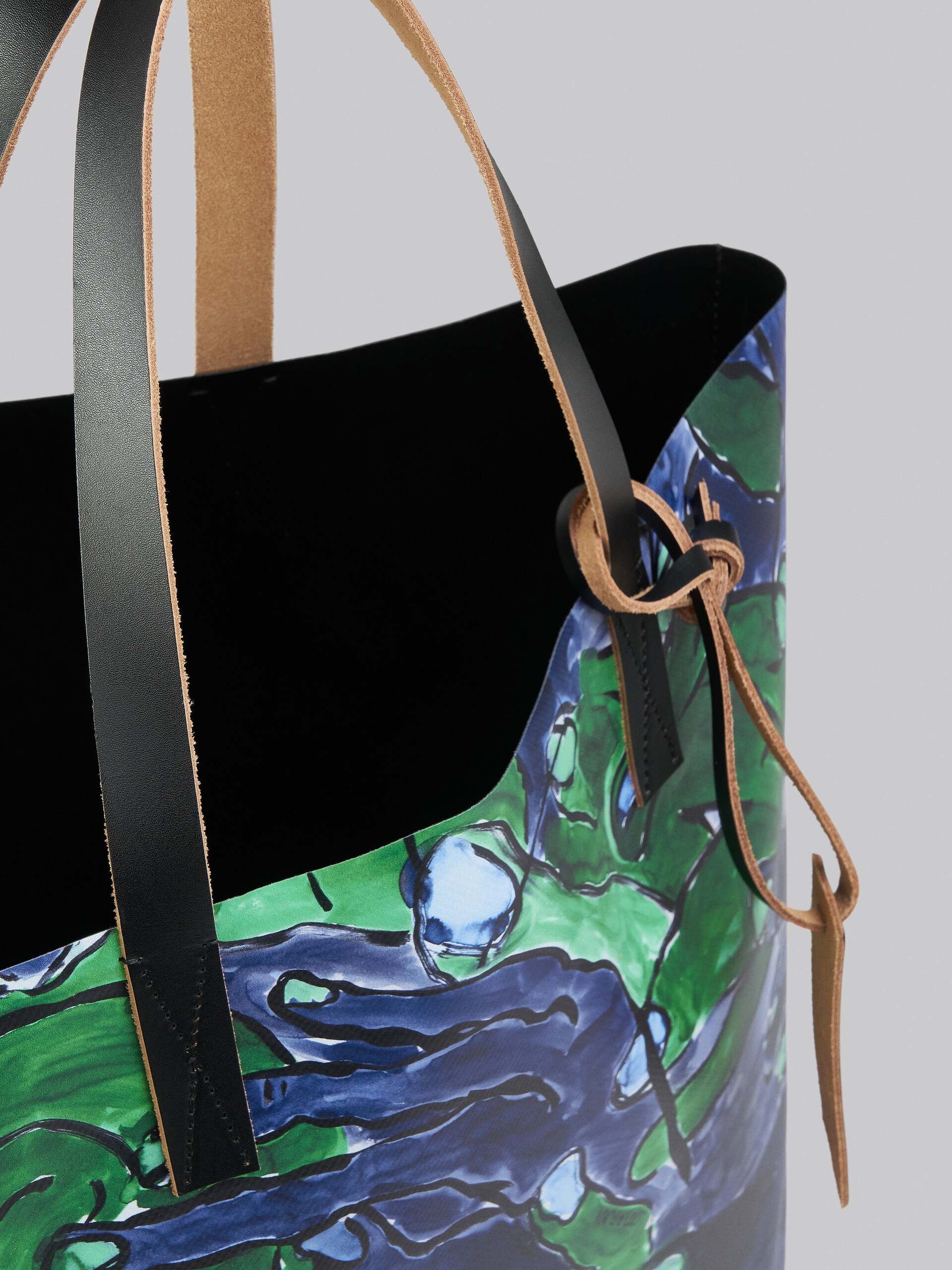 TRIBECA SHOPPING BAG WITH BLUE AND GREEN MANI PRINT - 4