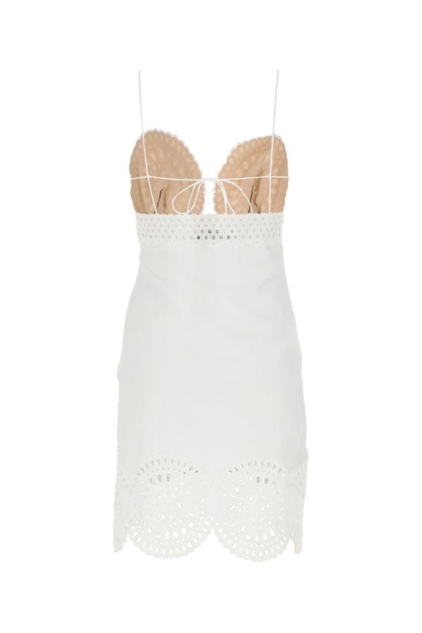 White linen blend mini dress - 3