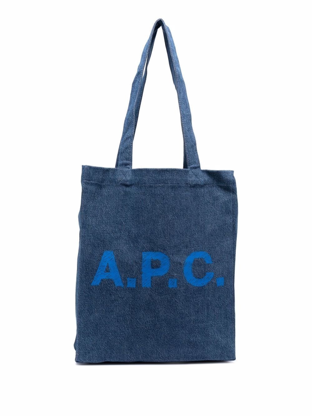 logo-print denim tote bag - 1