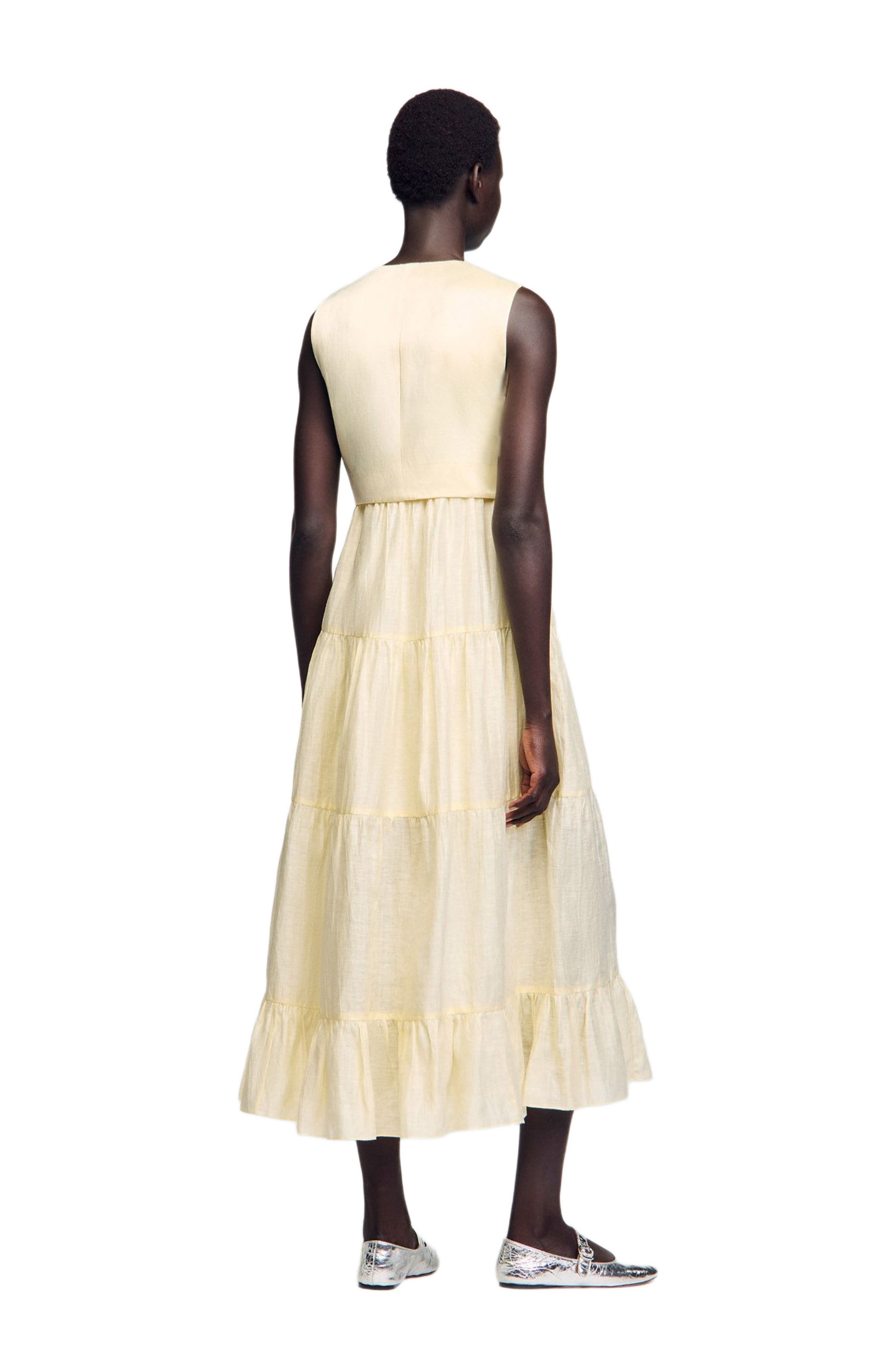 SANDRO Linen maxi dress in Light Yellow at Nordstrom - 2
