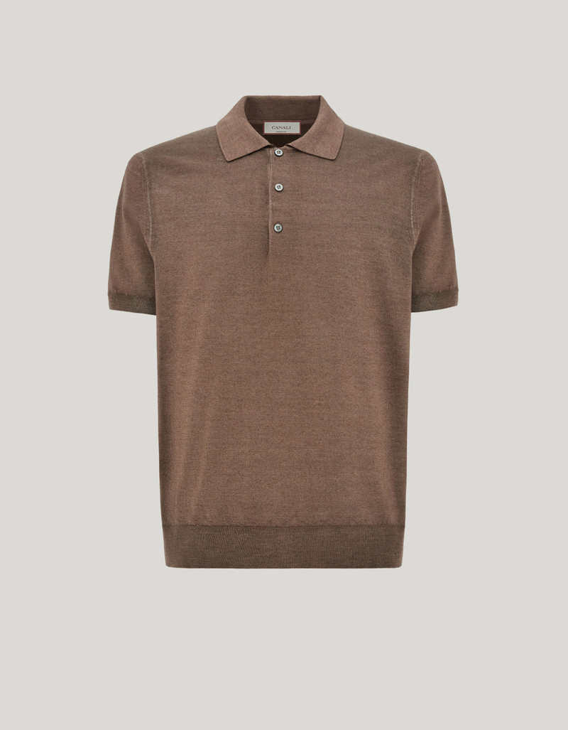 TAUPE WOOL AND SILK SHORT-SLEEVED T-SHIRT 1