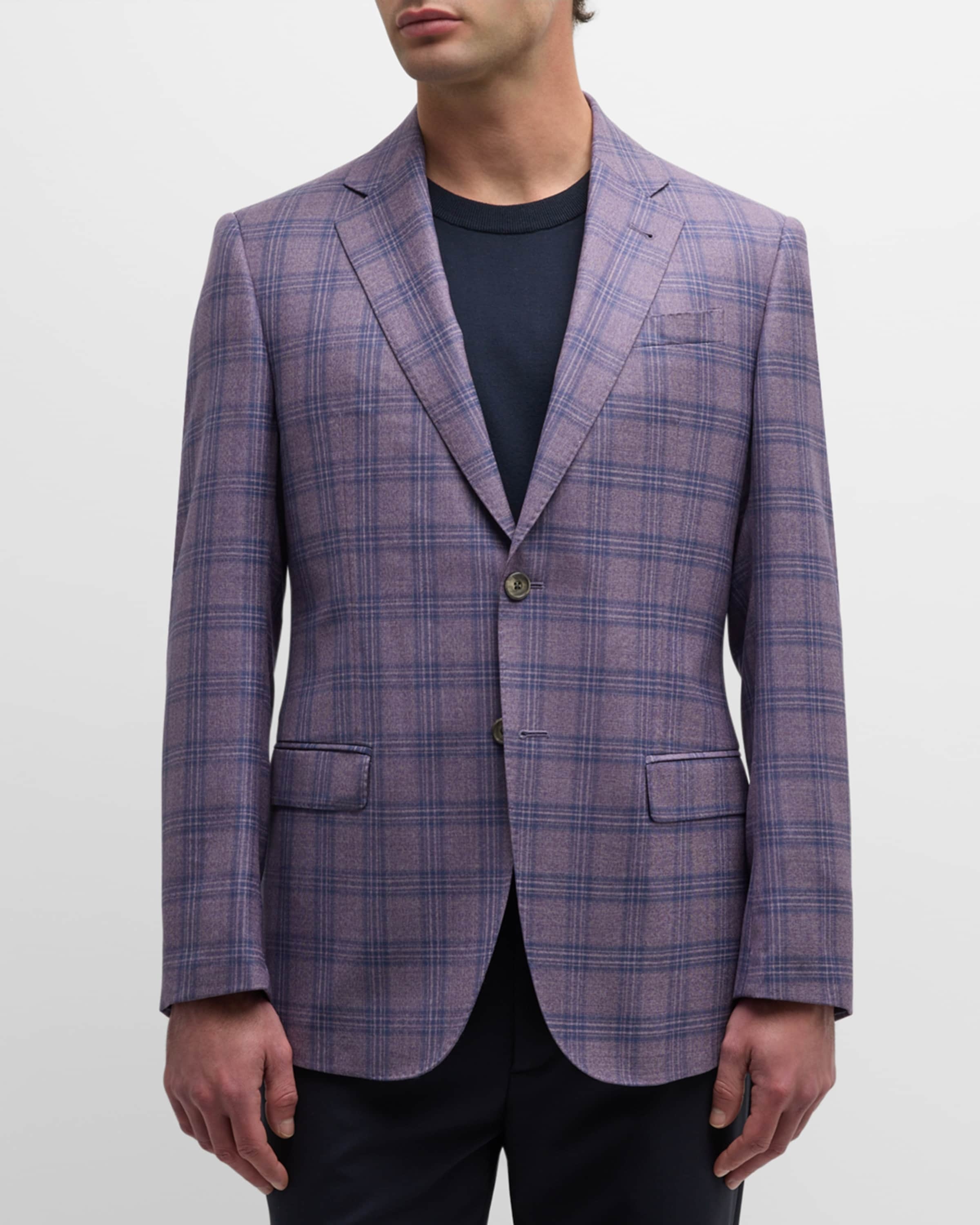 Men's Tonal Wool Plaid Sport Coat - 1