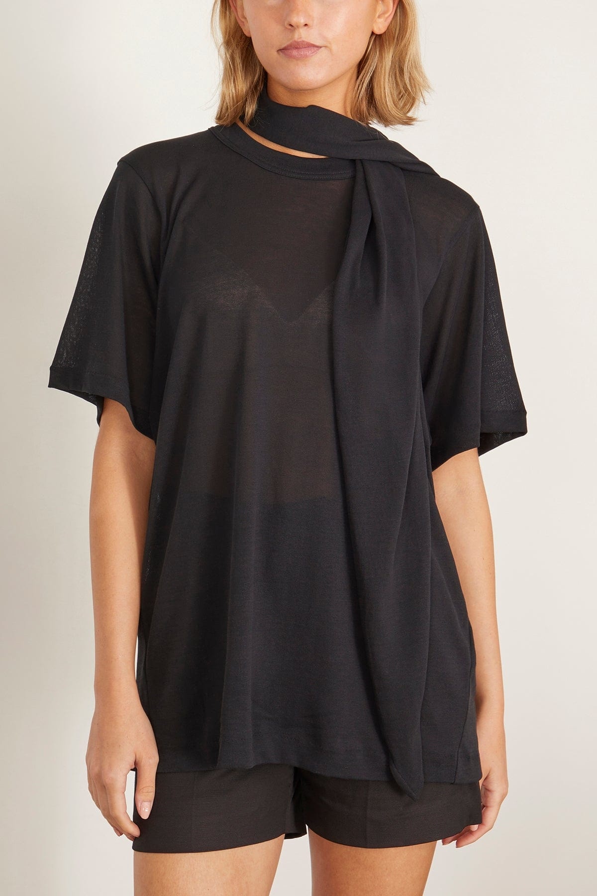 Ludo Sheer Organic Cotton Crepe Tee in Black - 3