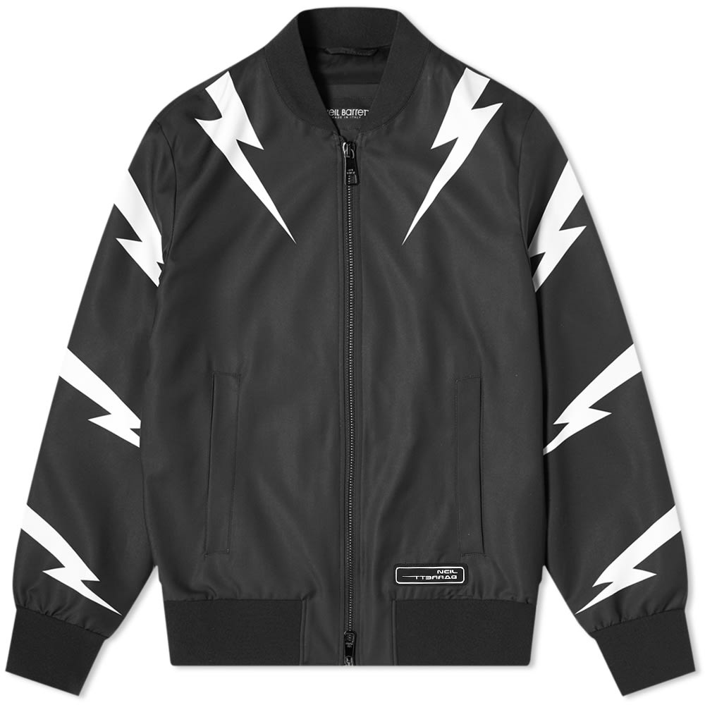 Neil Barrett Tiger Bolt Satin Bomber Jacket - 1