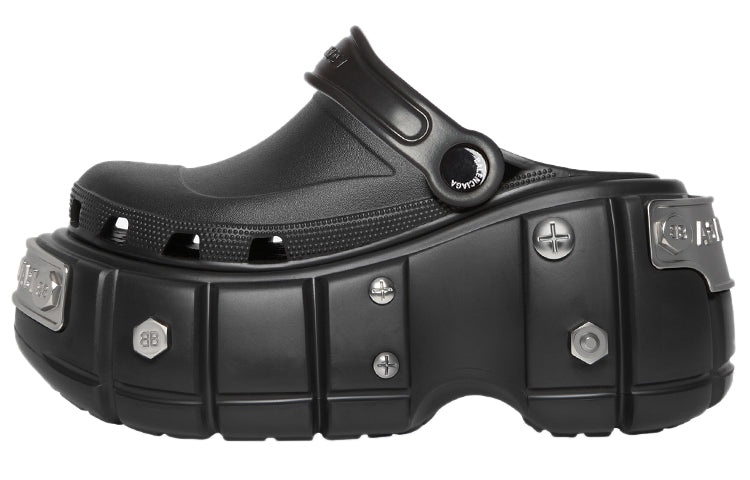 (WMNS) Balenciaga Hardcrocs Slide x Crocs 'Nero Silver' 687398W1S8N1081 - 2