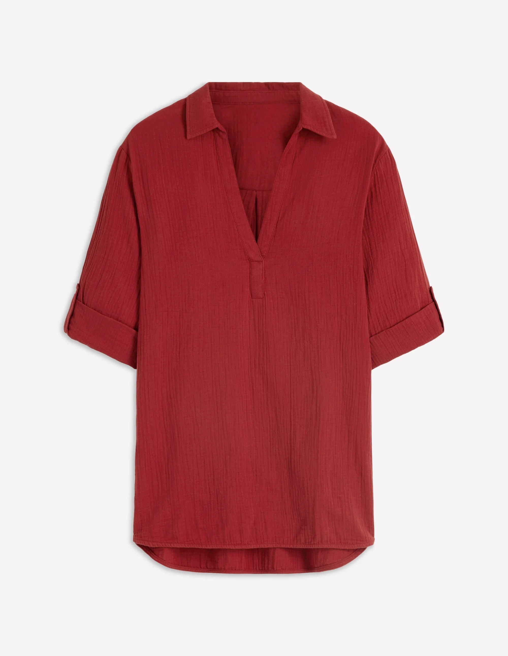 Longline Double Cloth Shirt-Kiln Orange - 1