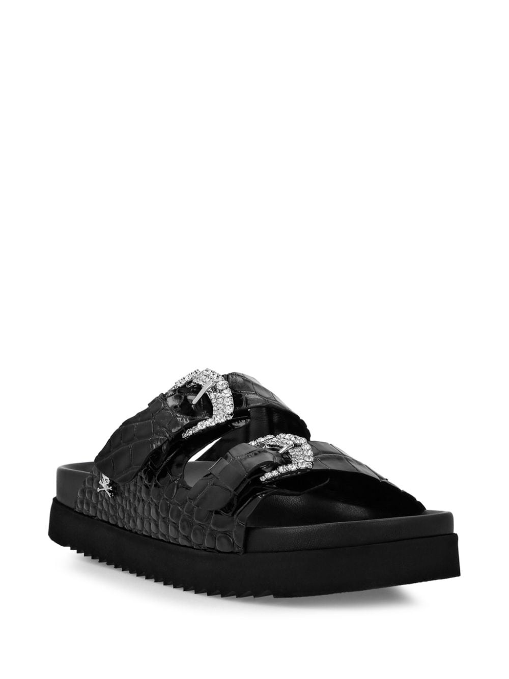 crocodile-effect leather sandals - 2