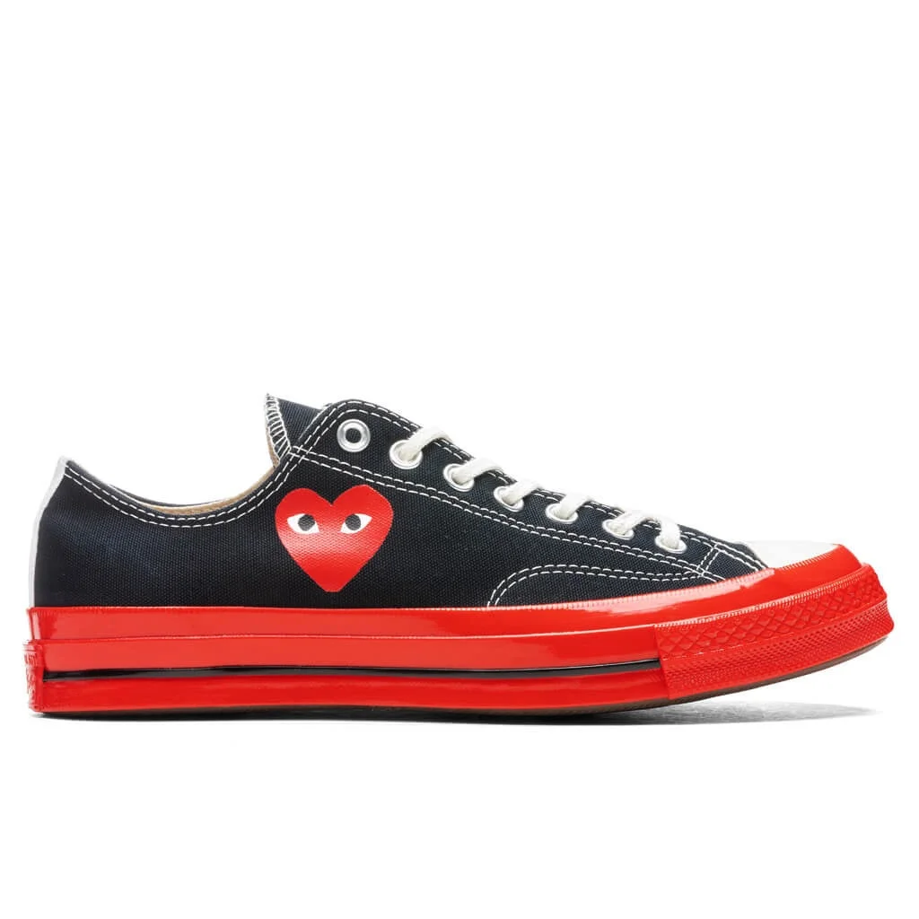 CONVERSE X COMME DES GARCONS PLAY ALL STAR CHUCK '70 OX RED SOLE - BLACK - 1