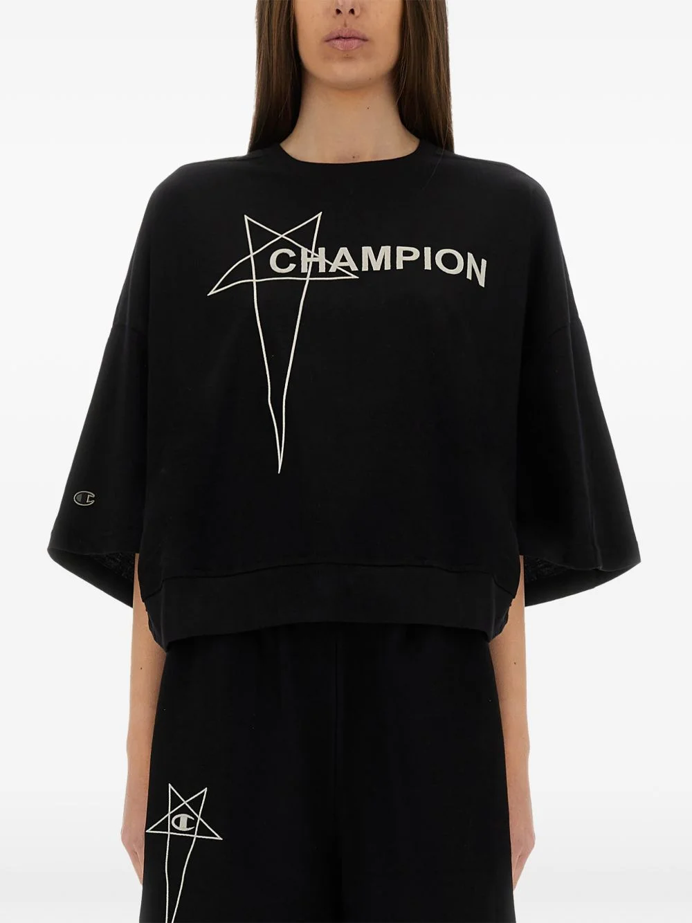 logo-print cropped T-shirt - 1