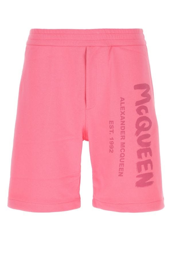 Fluo pink cotton bermuda shorts - 1