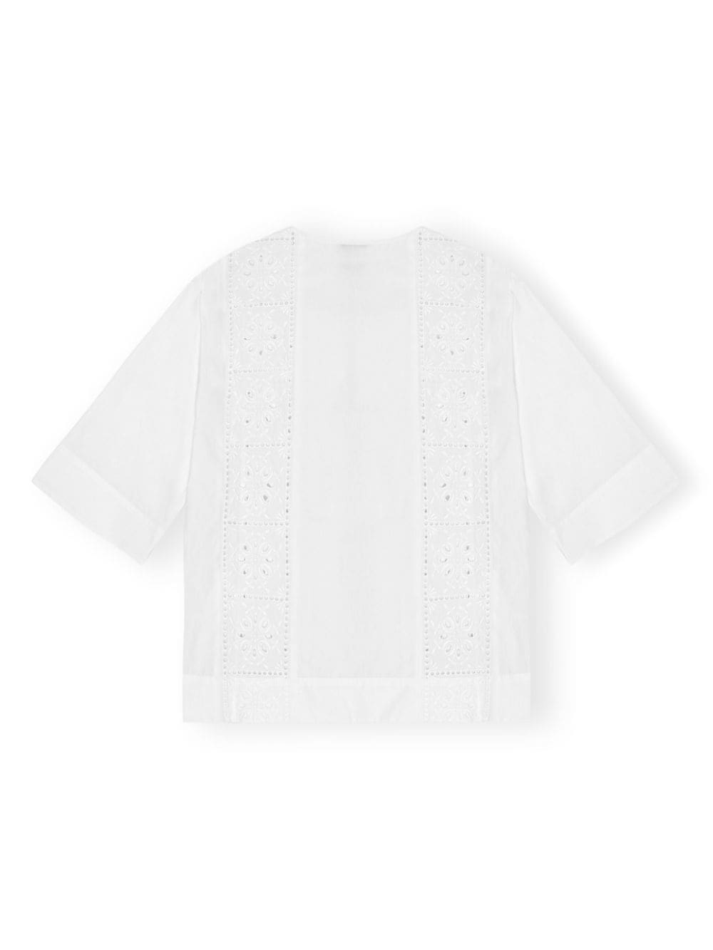 embroidered tie blouse - 6