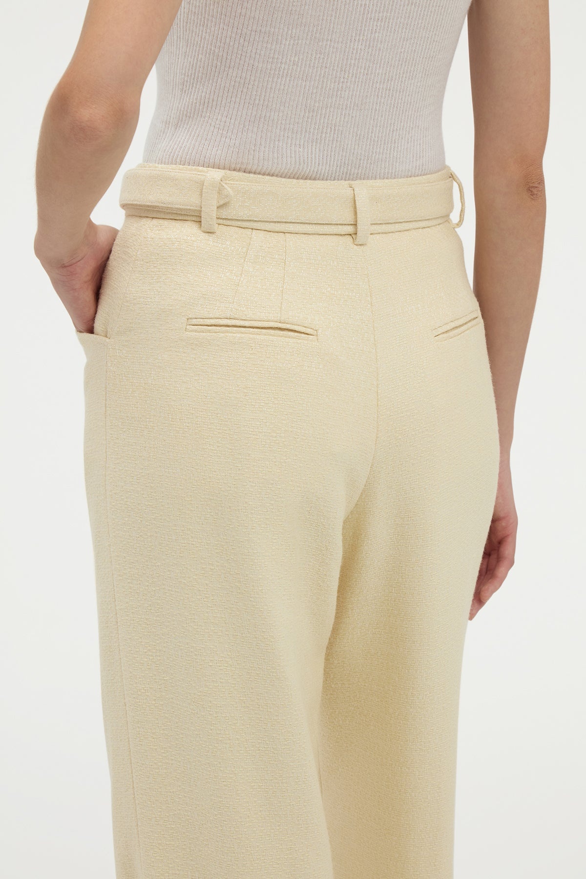 Norman Wide-leg Pant in Ivory Silk Tweed - 6