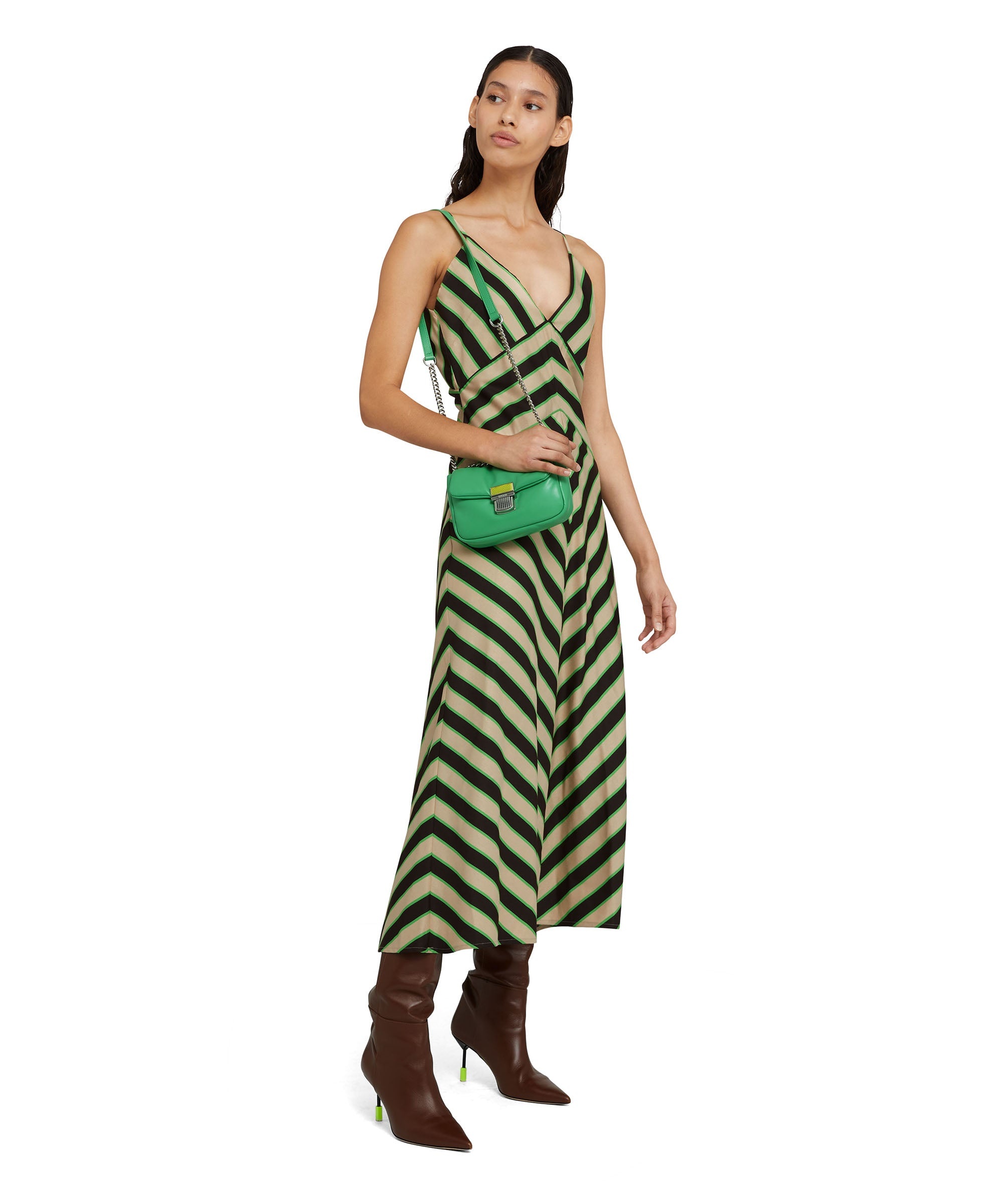 Twill viscose midi dress with "Jumbo Stripe" print - 1