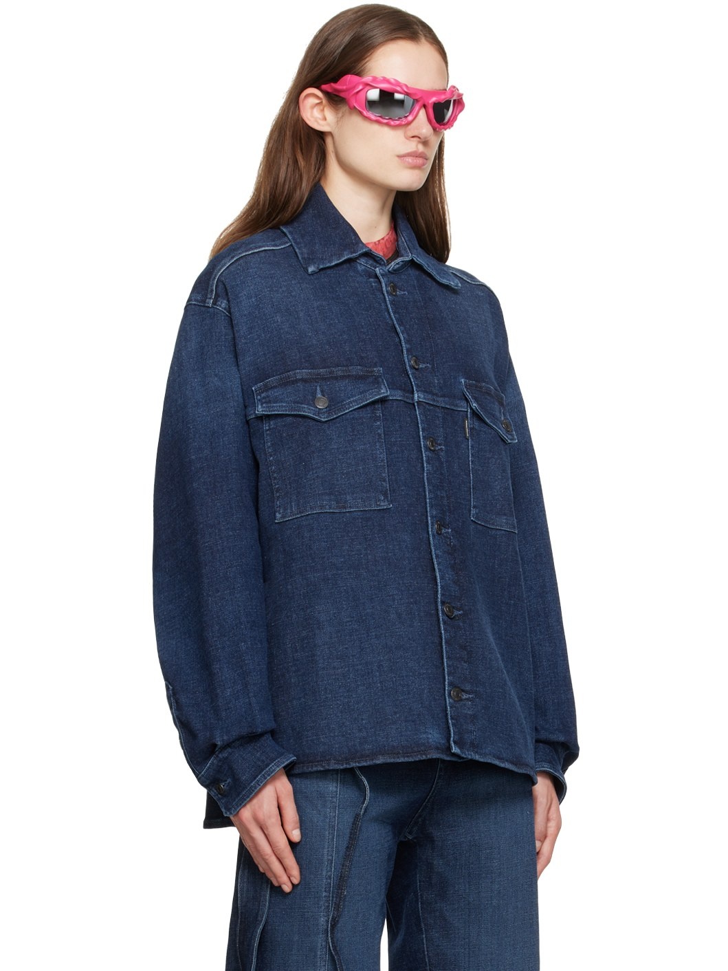 Blue Buttoned Denim Shirt - 2