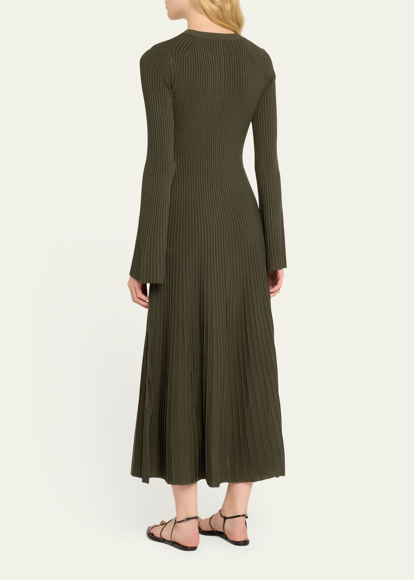 Genna Ribbed Long-Sleeve Midi Dress - 3