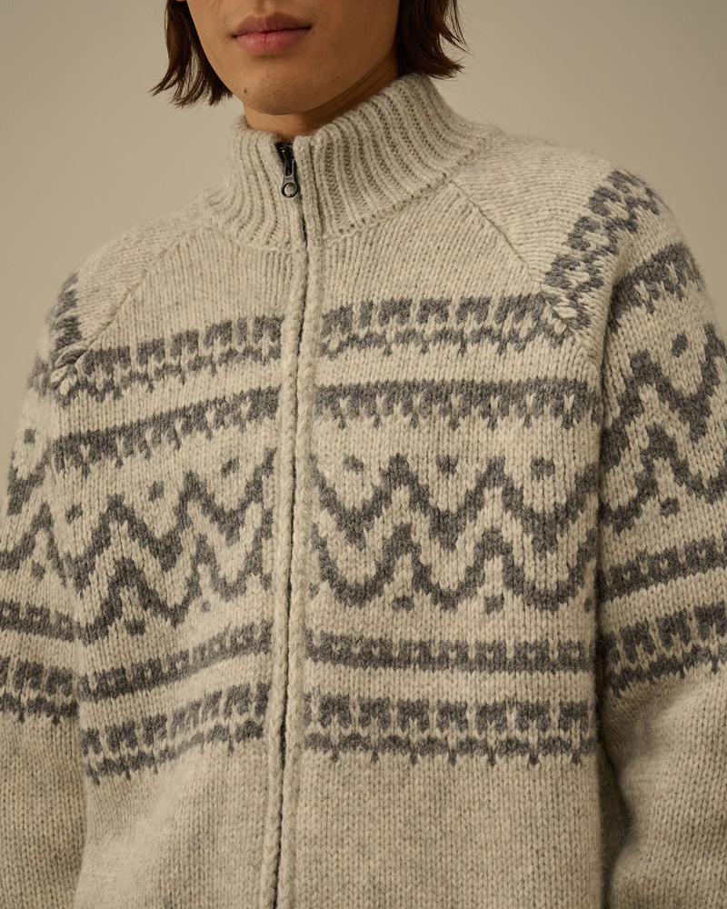 Jacquard Wool Logo Full Zip Cardigan 5