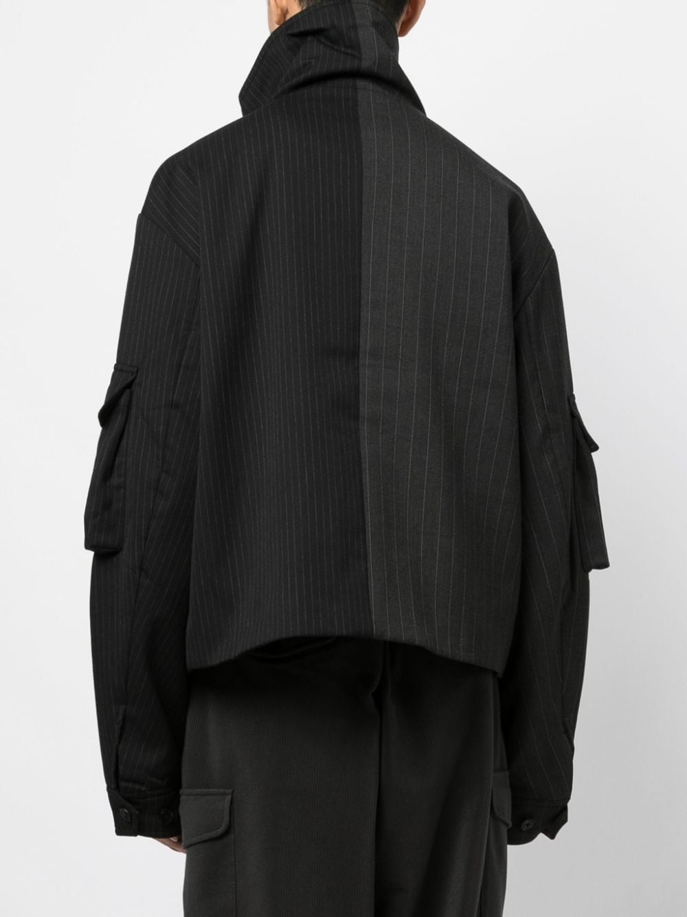two-tone striped wool jacket - 4
