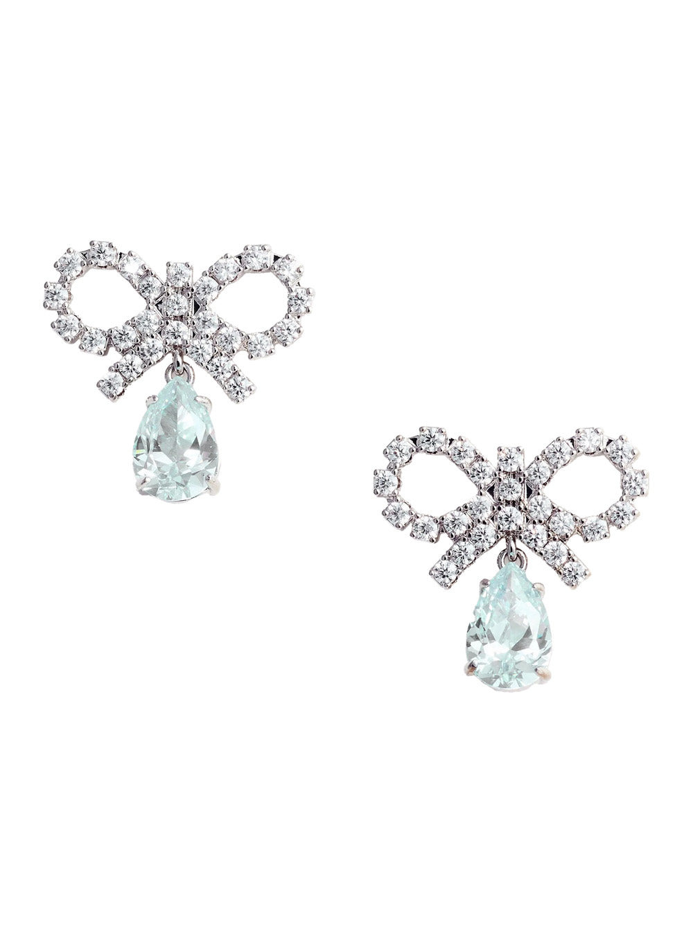 Self-Portrait Women Micro Bow Blue Droplet Earrings - 1