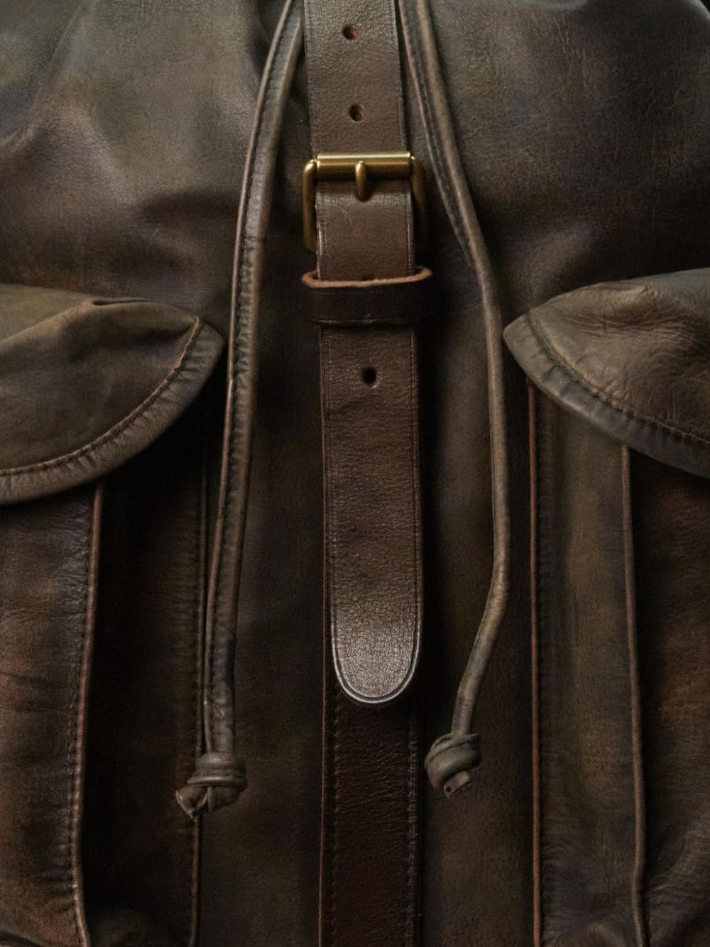 distressed leather rucksack - 5