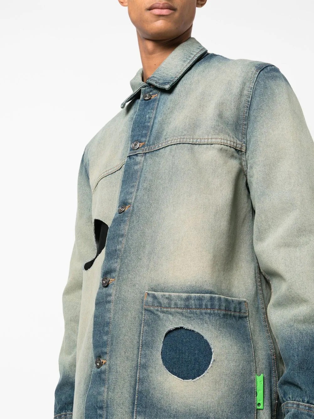 cut-out stonewashed denim jacket - 5