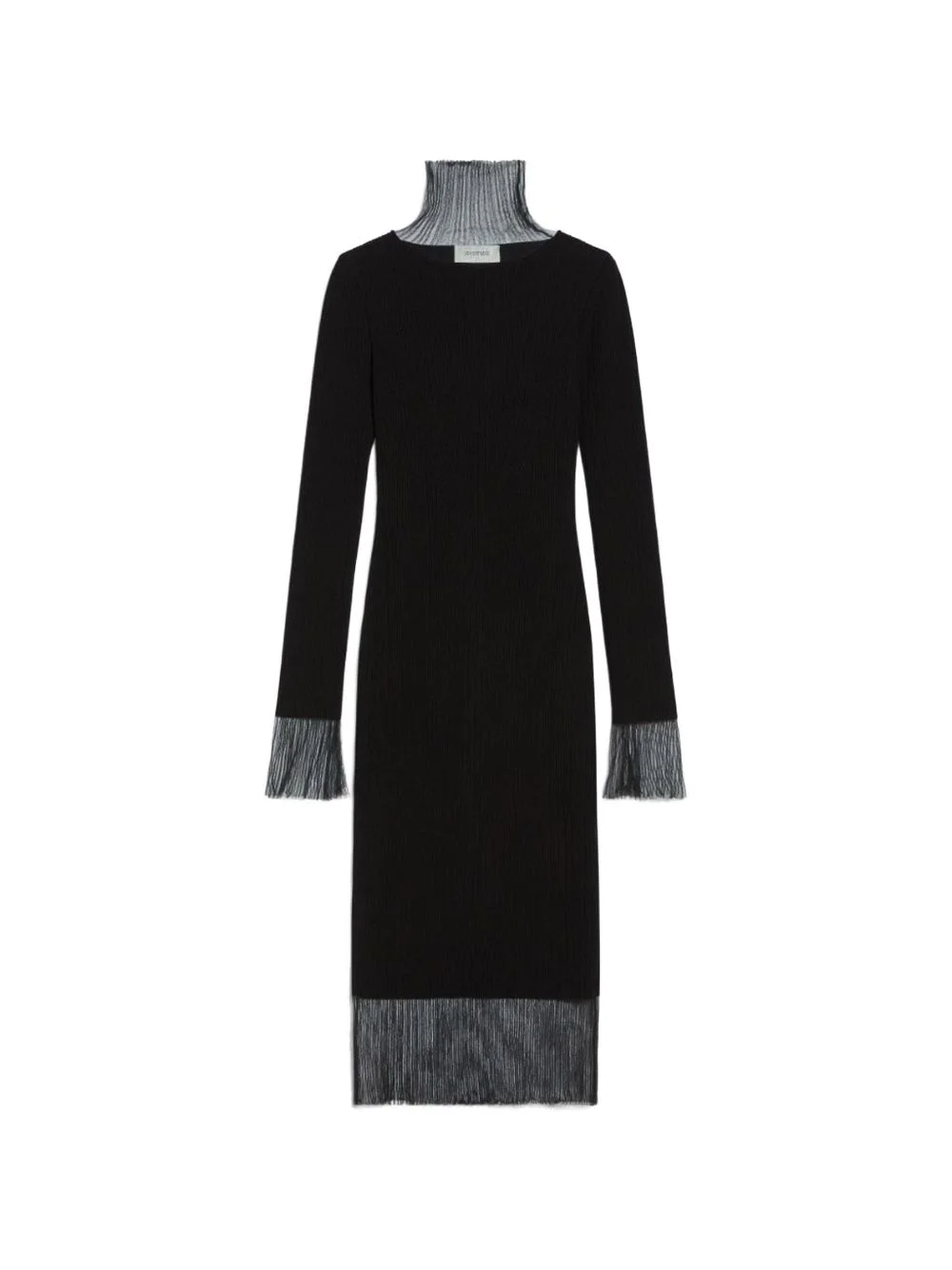 fringed roll-neck midi dress - 1