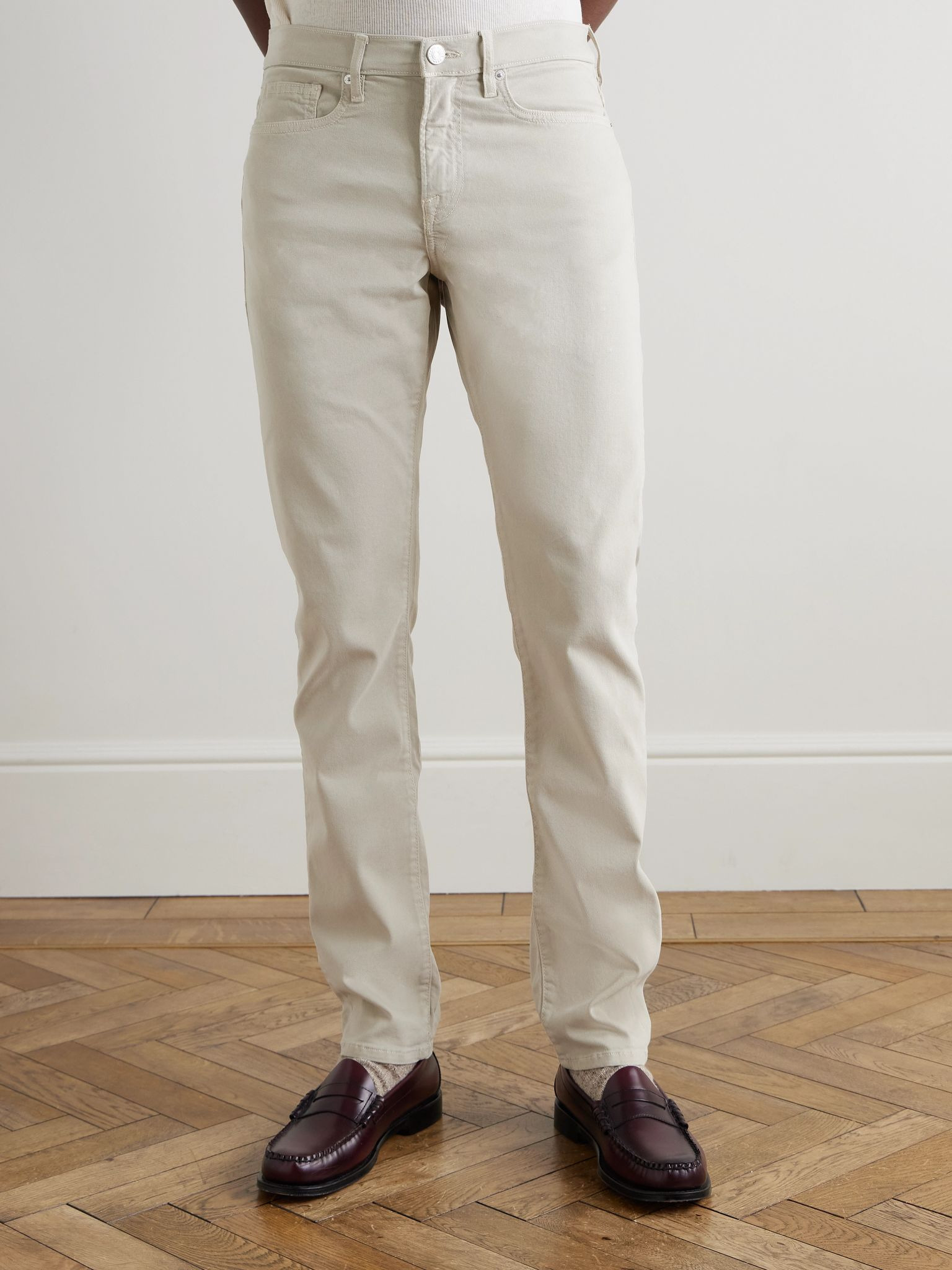 L'Homme Slim-Fit Stretch Lyocell-Blend Trousers Beige - 3