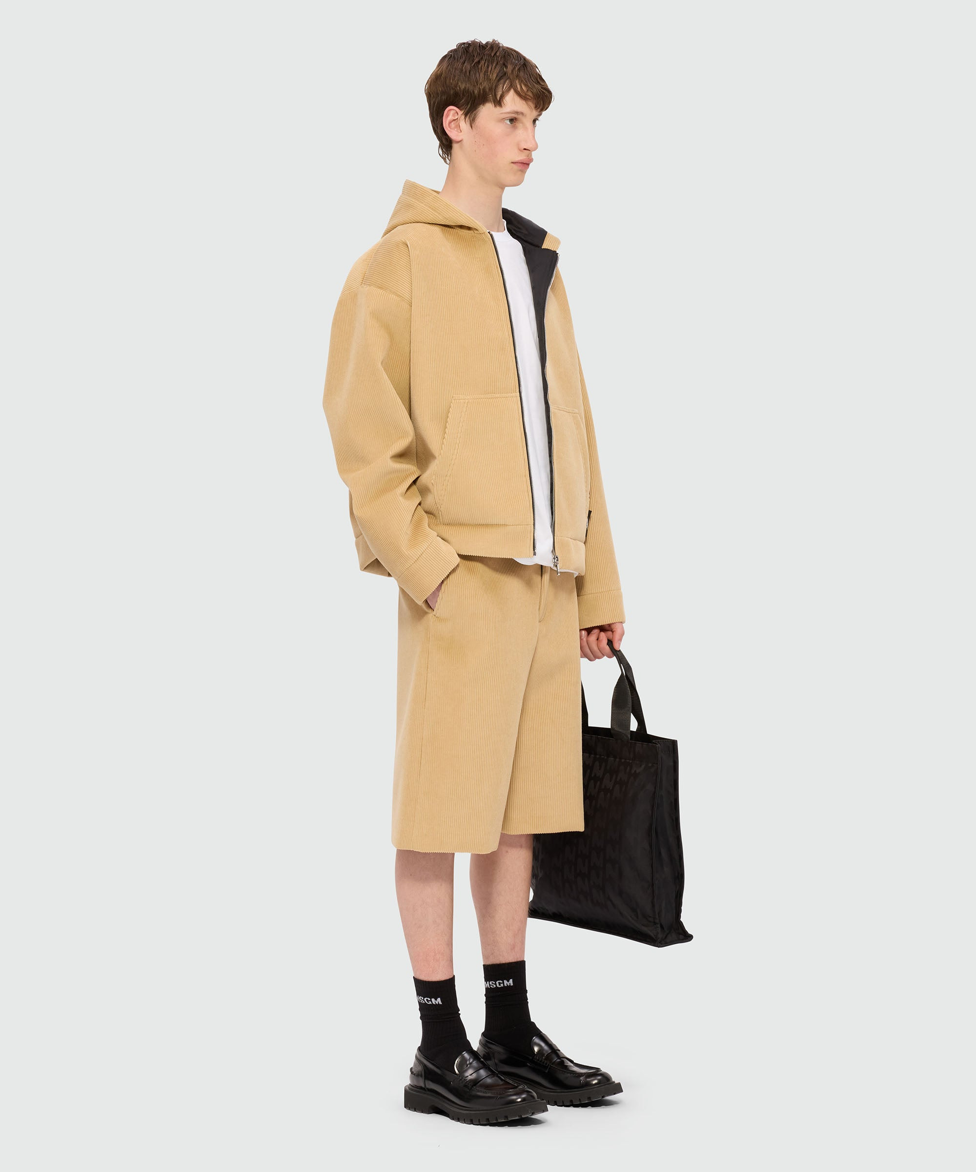 Beige jacket in scubbato velvet - 4