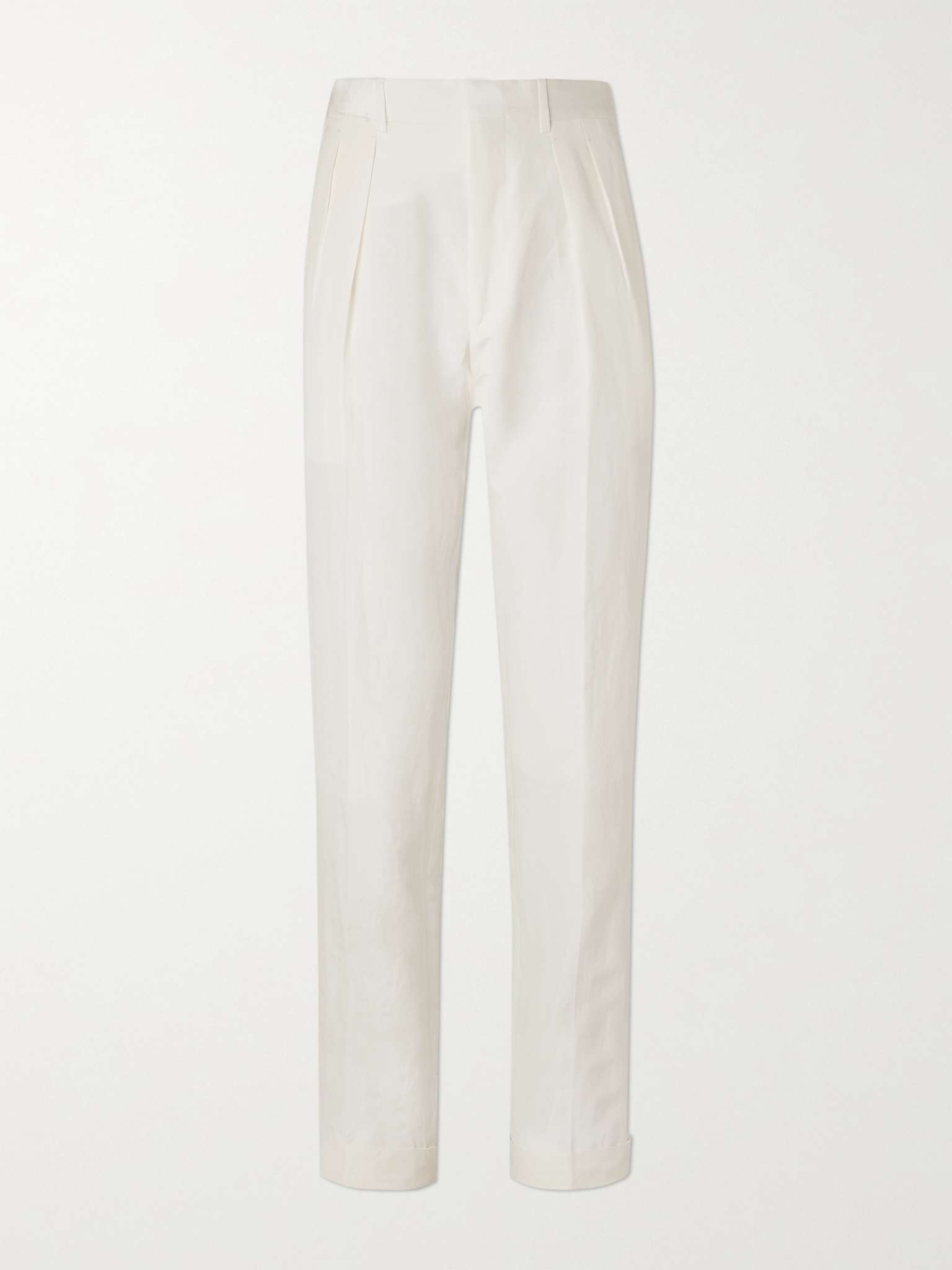 Shelton Pleated Silk and Linen-Blend Poplin Trousers - 1