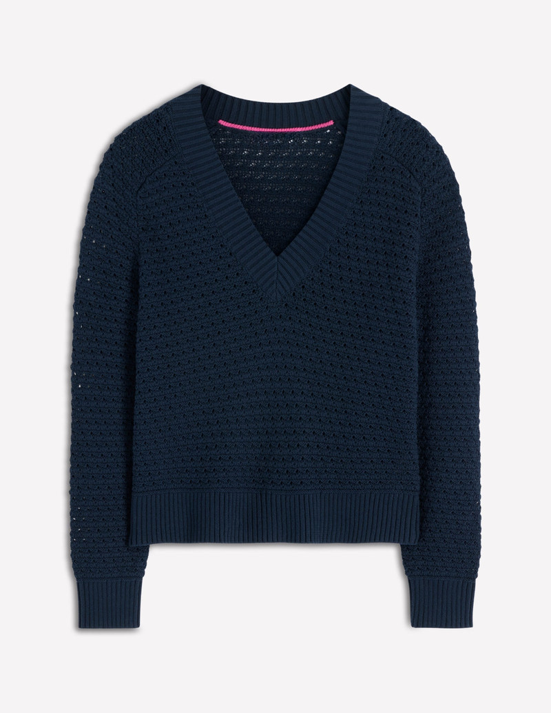 Maeve Textured Cotton Jumper-Navy 6