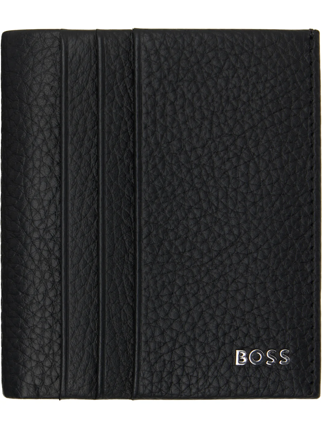 Black Grained Leather Wallet - 1
