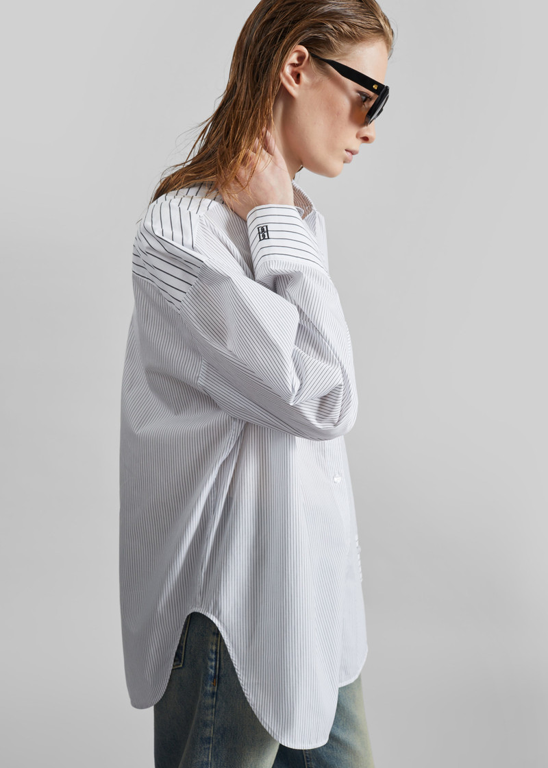 By Malene Birger Derris Shirt - White/Black Mix Stripe 7